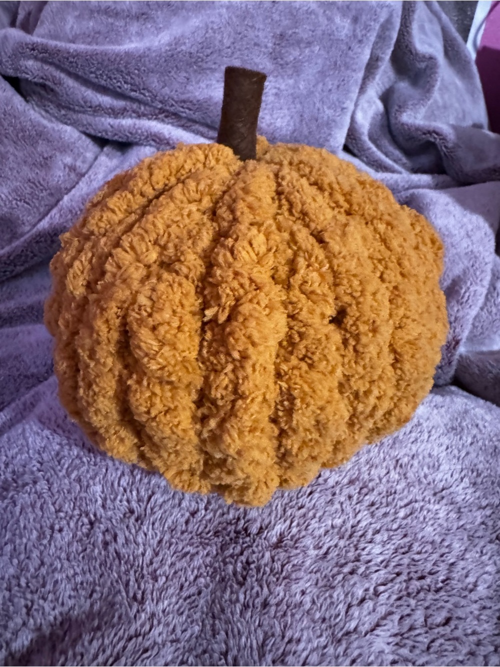 Plush Knit Pumpkin Pillow - Mustard Orange